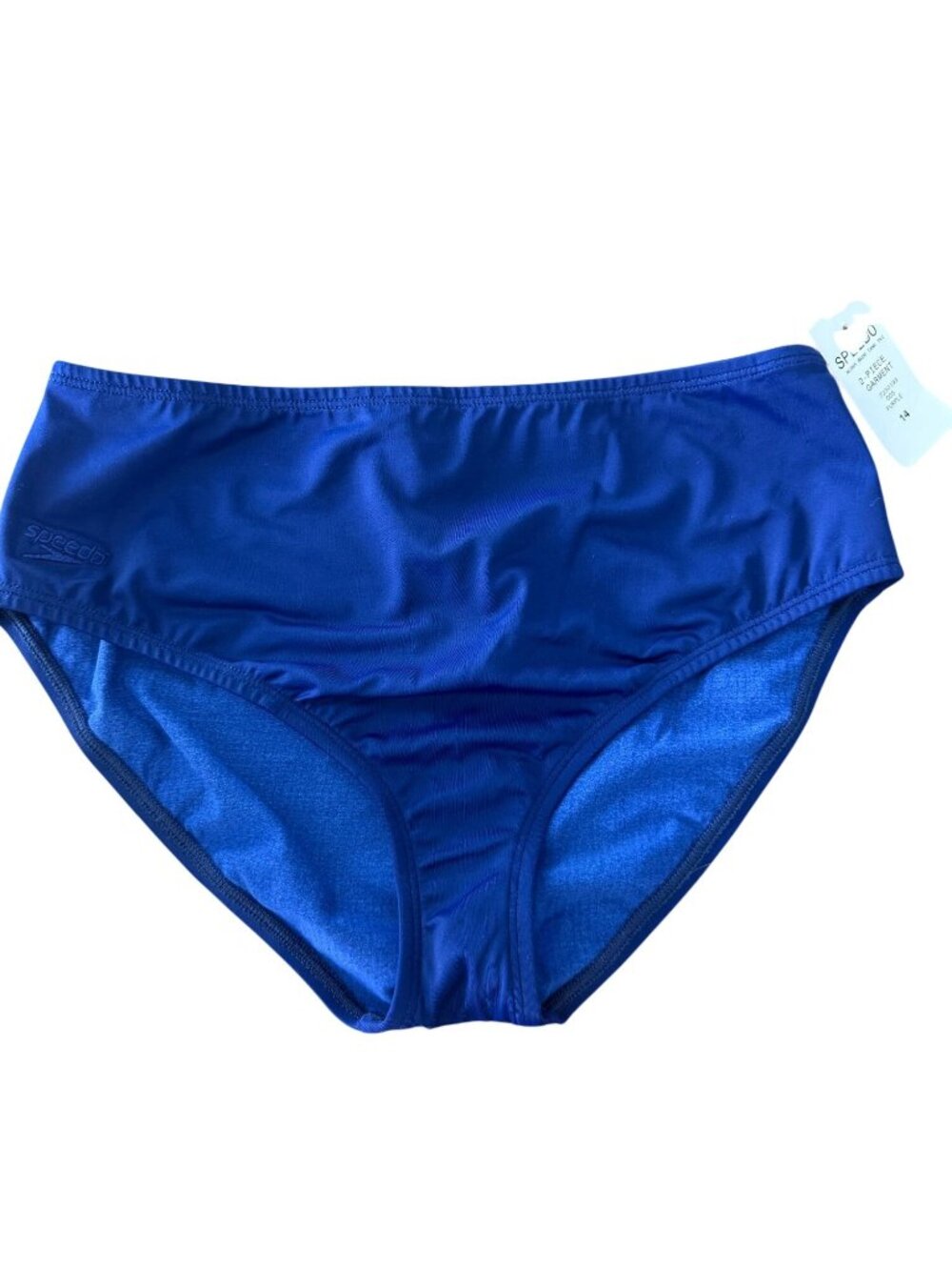 NWT Speedo Womens Blue Swimsuit Bikini Bottom High Cut Brief Size 14